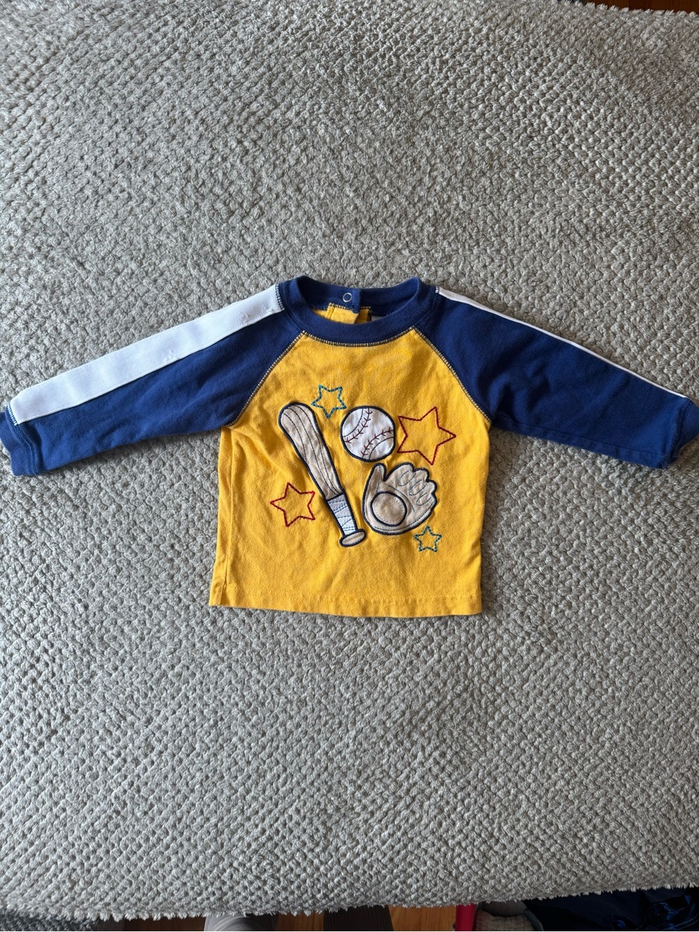 Vintage Yellow & Navy Baseball Raglan Long Sleeve 12 Month Kids Top